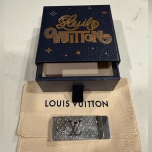 Louis Vuitton LV Silver Tone Money Clip